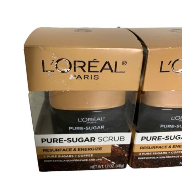 Lot of 2 L'Oreal Paris Pure Sugar Scrub Resurface and Reenergize Facial and Lips - Picture 7 of 10